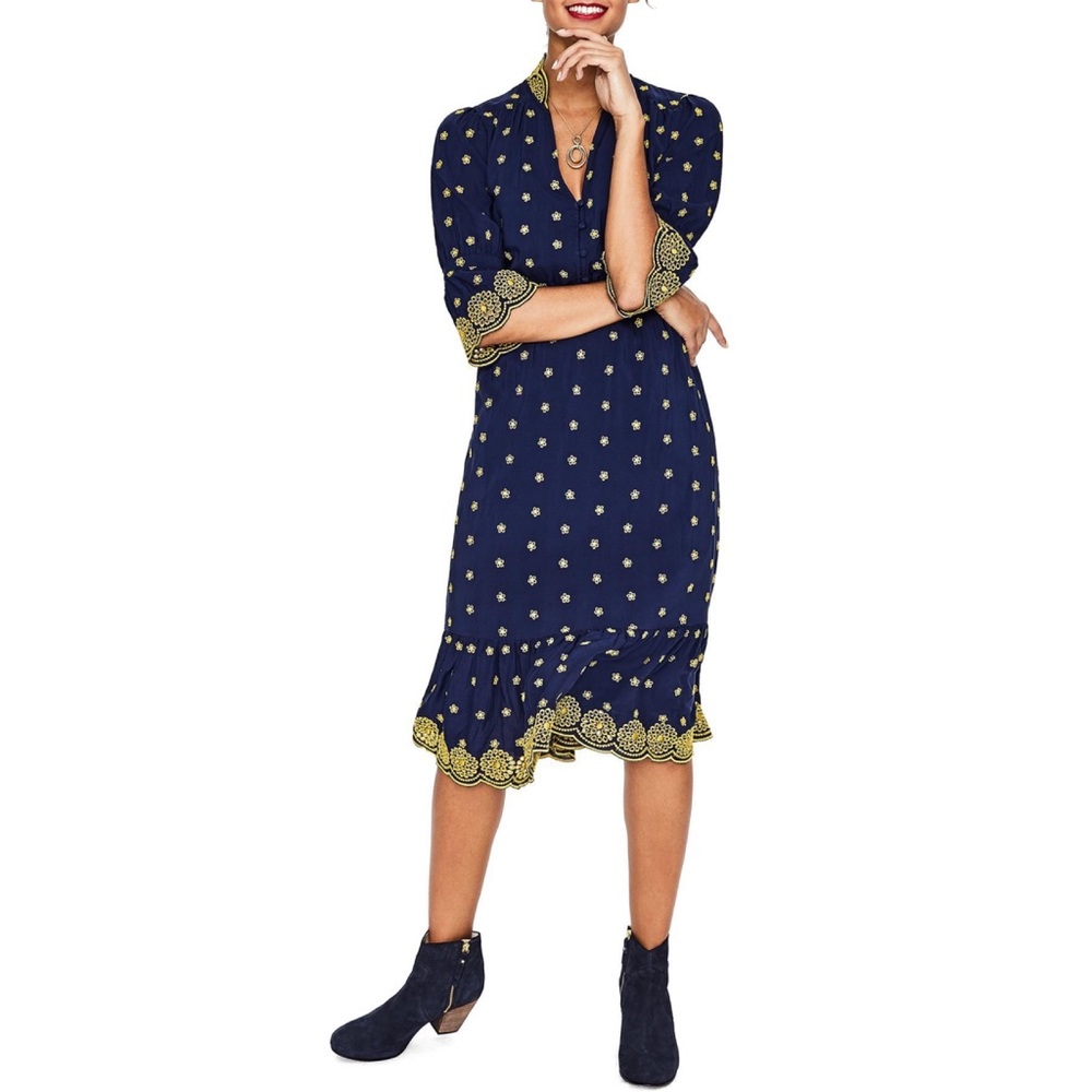 Boden Embroidered Daisy Eyelet Dress